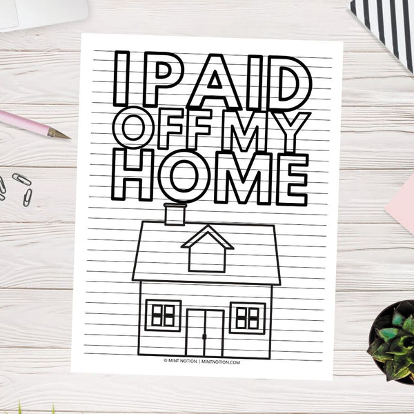 House debt payoff coloring page printable â mint notion shop