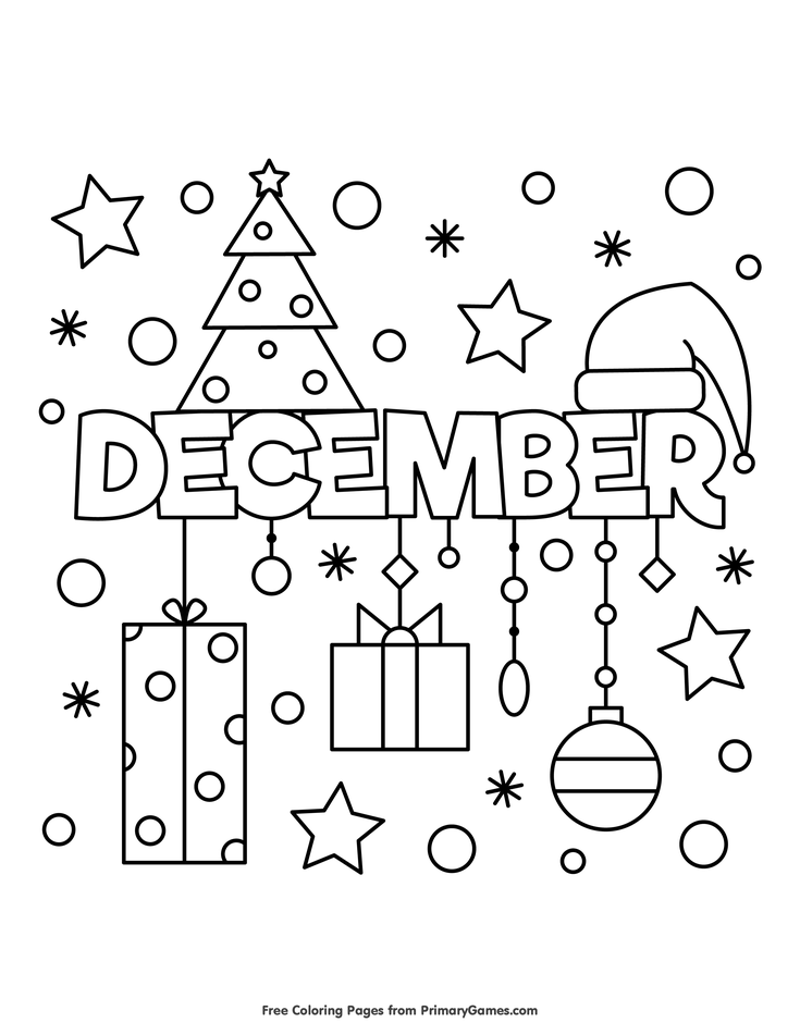 December coloring page â free printable ebook coloring pages coloring pages winter christmas coloring pages