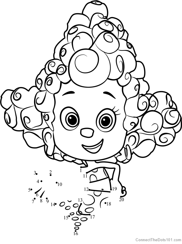 Deema from bubble guppies dot to dot printable worksheet