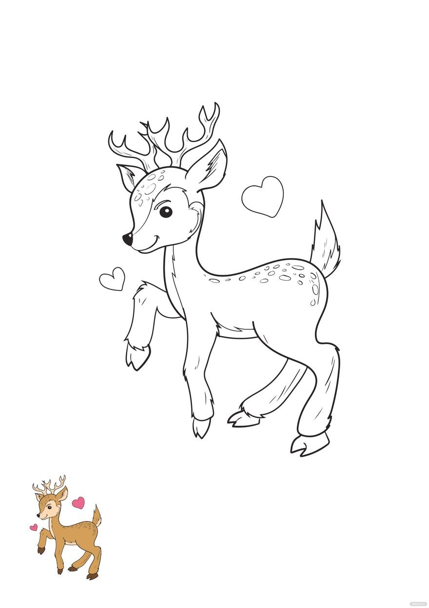 Free cartoon deer coloring page