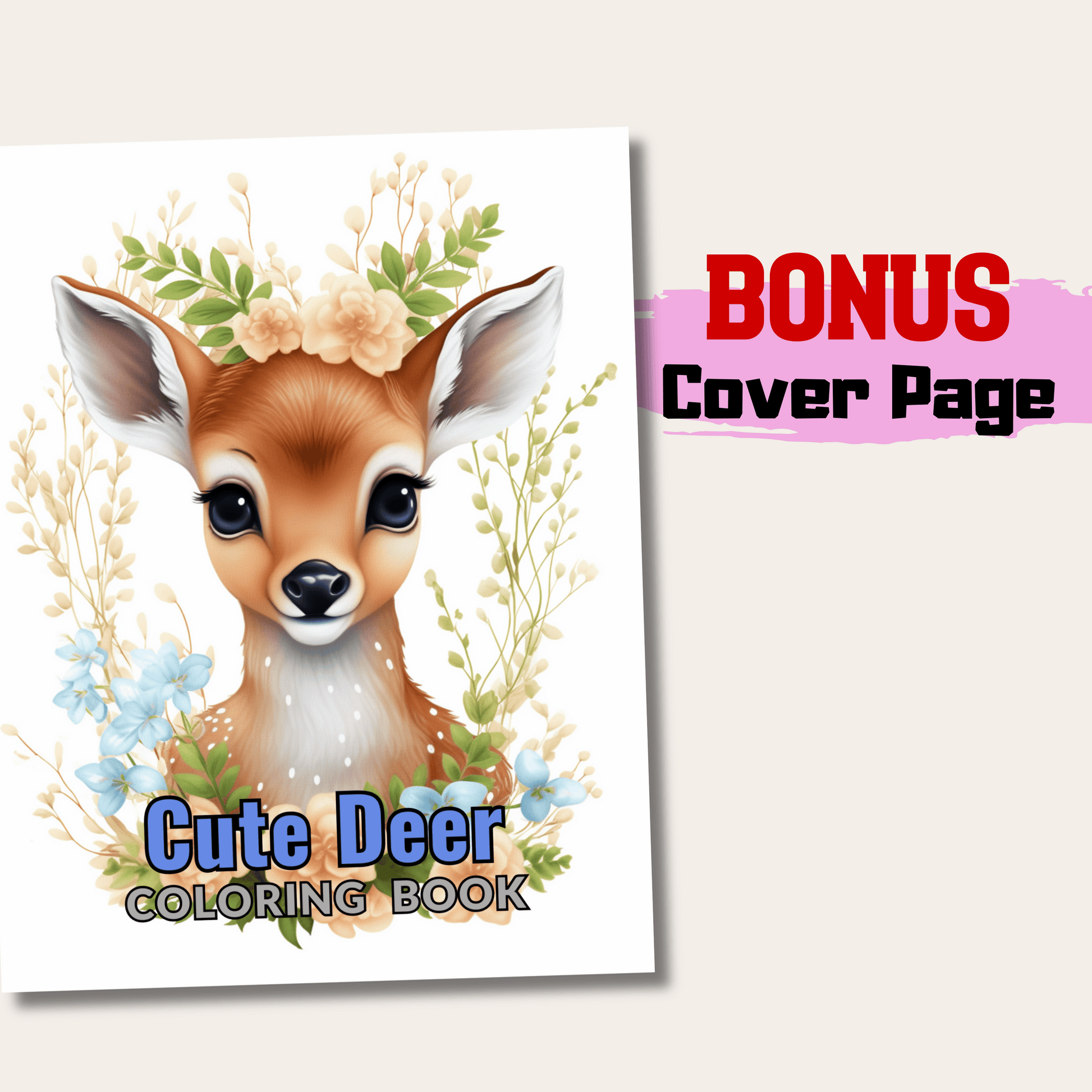 Pages cute baby deer grayscale coloring book instant download pri â funny print for you