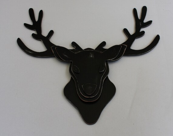 Wooden deer head trophy