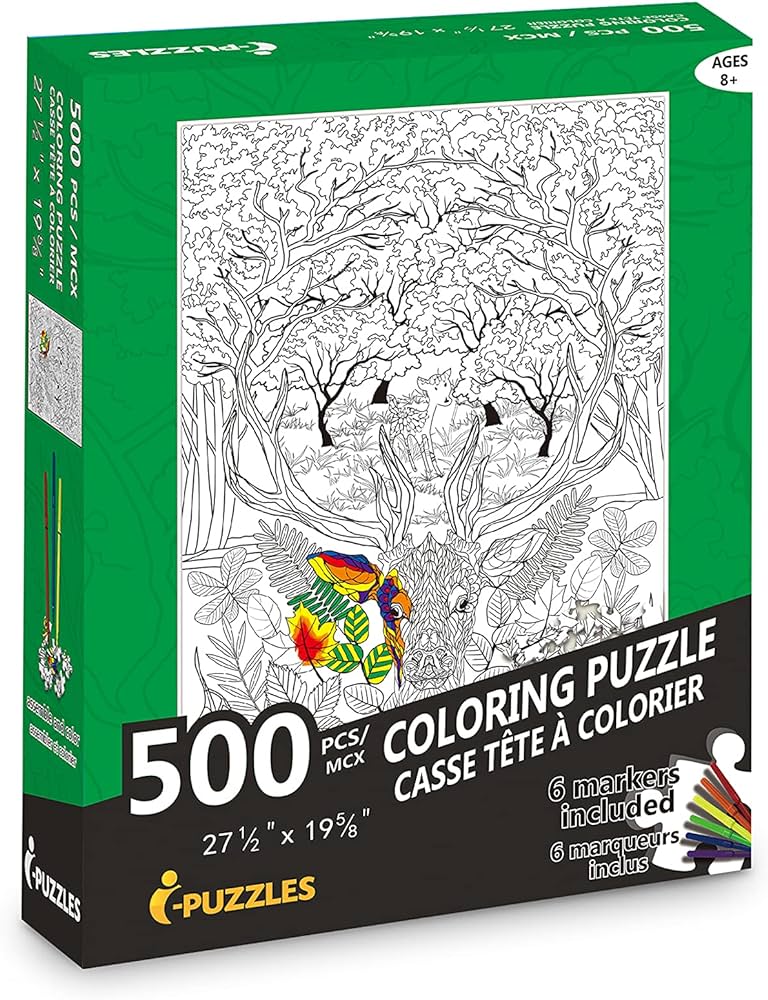 Jigsaw puzzle deer diy coloring jigsaw puzzle with color pen set for kidsadults pieces buy online at best price in u