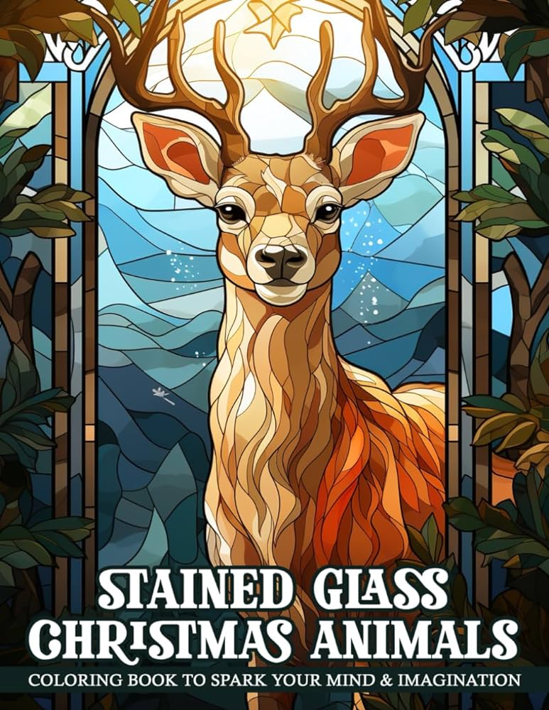 Christmas animals stained glass coloring book collection coloring pages of christmas stained glass coloring books for adults for relaxation stress relief mindfulness christmas gifts crafting spark books