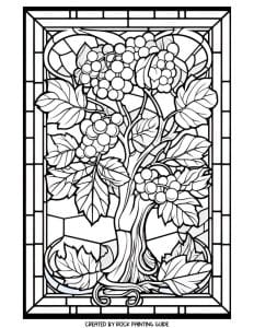 Free stained glass fall coloring pages for adults