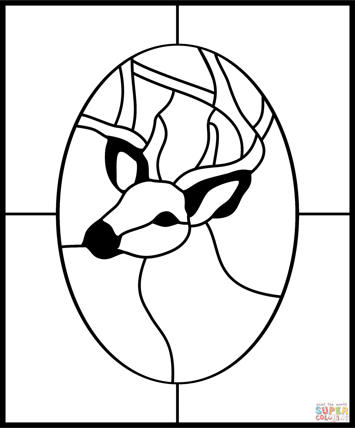 Stained glass deer coloring page free printable coloring pages