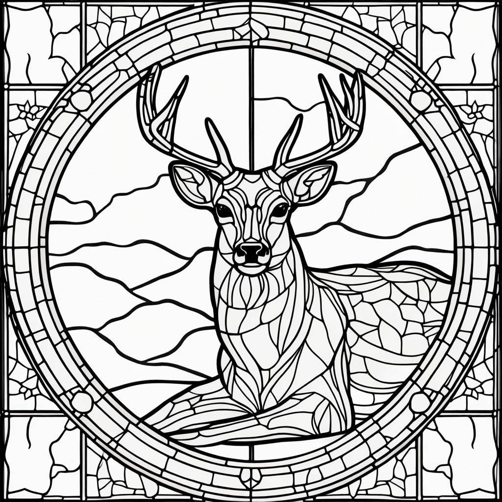 Coloring page stained glass deer