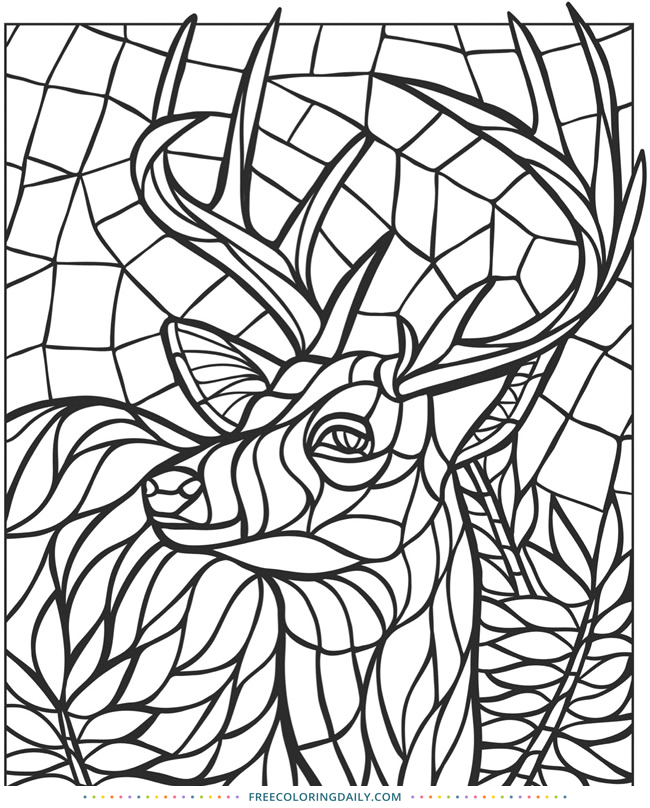 Free deer stained glass coloring free coloring daily