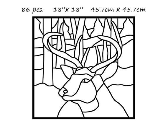 Big buck pattern for stained glass mosaics quilting needle felting resin art needlepoint printable pdf files and instant download