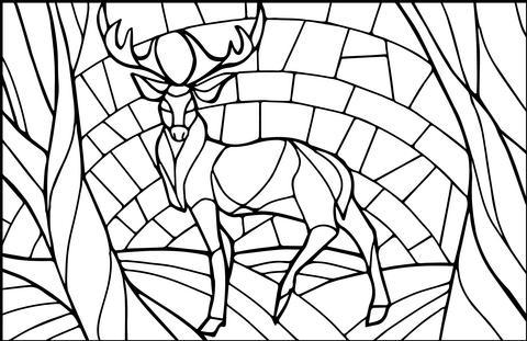 Deer stained glass coloring page free printable coloring pages