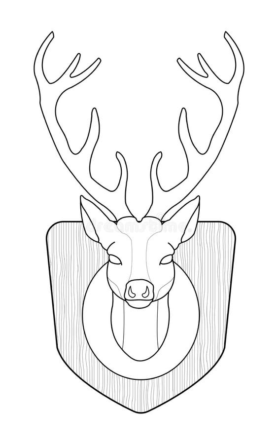 Deer head contour stock vector illustration of antlers