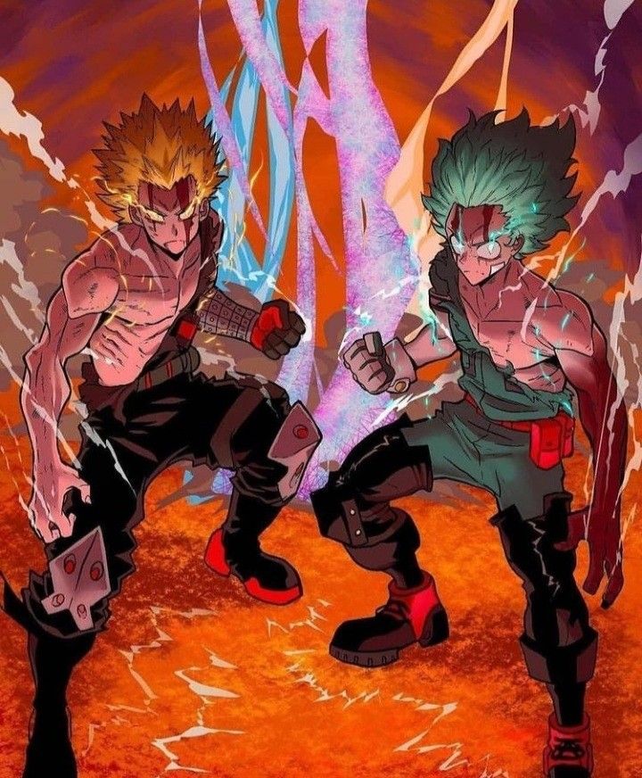 Heroes rising deku and bakugo one for all in hero wallpaper anime drawings anime