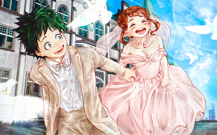 Download wallpapers izuku midoriya ochaco uraraka wedding my hero academia characters manga boku no hero academia my hero academia for desktop free pictures for desktop free