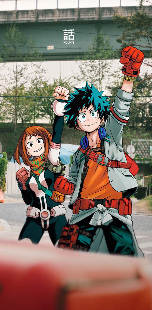 Deku and uraraka wallpaper by aduniis