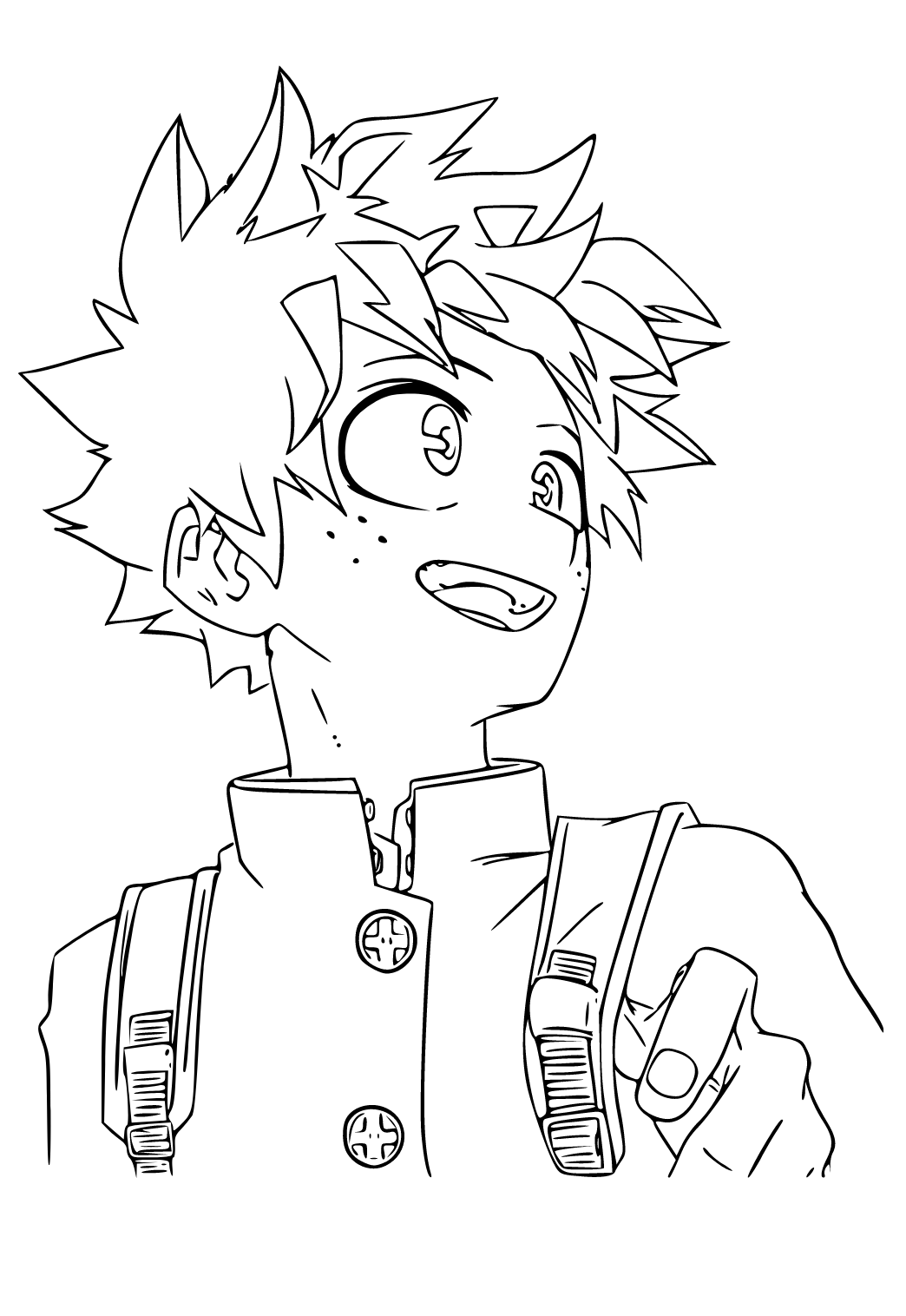 Free printable deku backpack coloring page for adults and kids