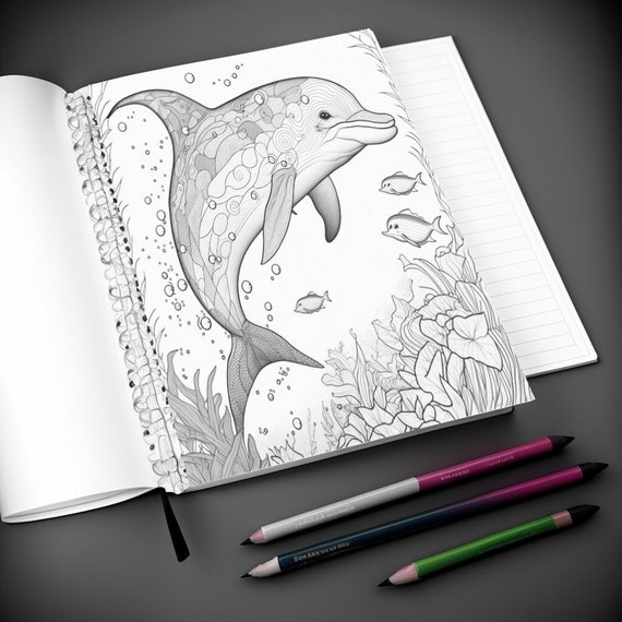 Dolphin coloring book page instant download