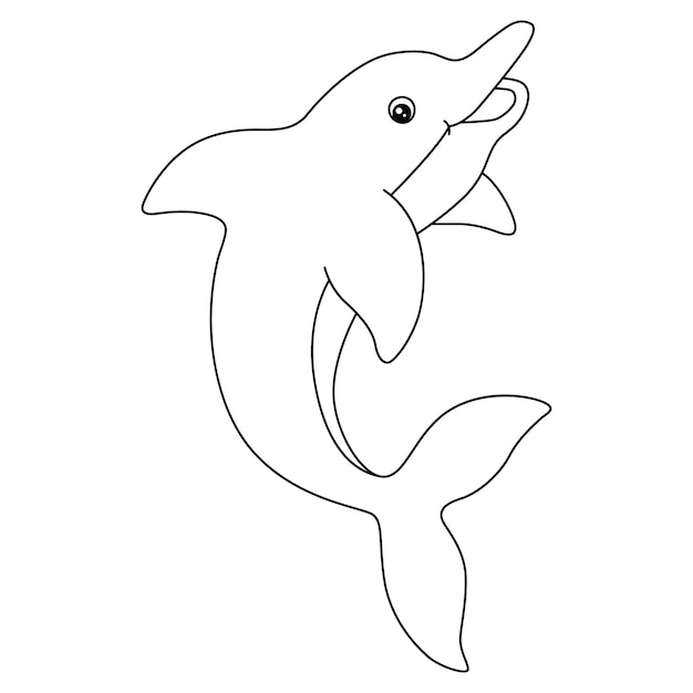 Premium vector a cute and funny coloring page of a dolphin provides hours of coloring fun for children to color this page is very easy suitable for little kids and toddlers