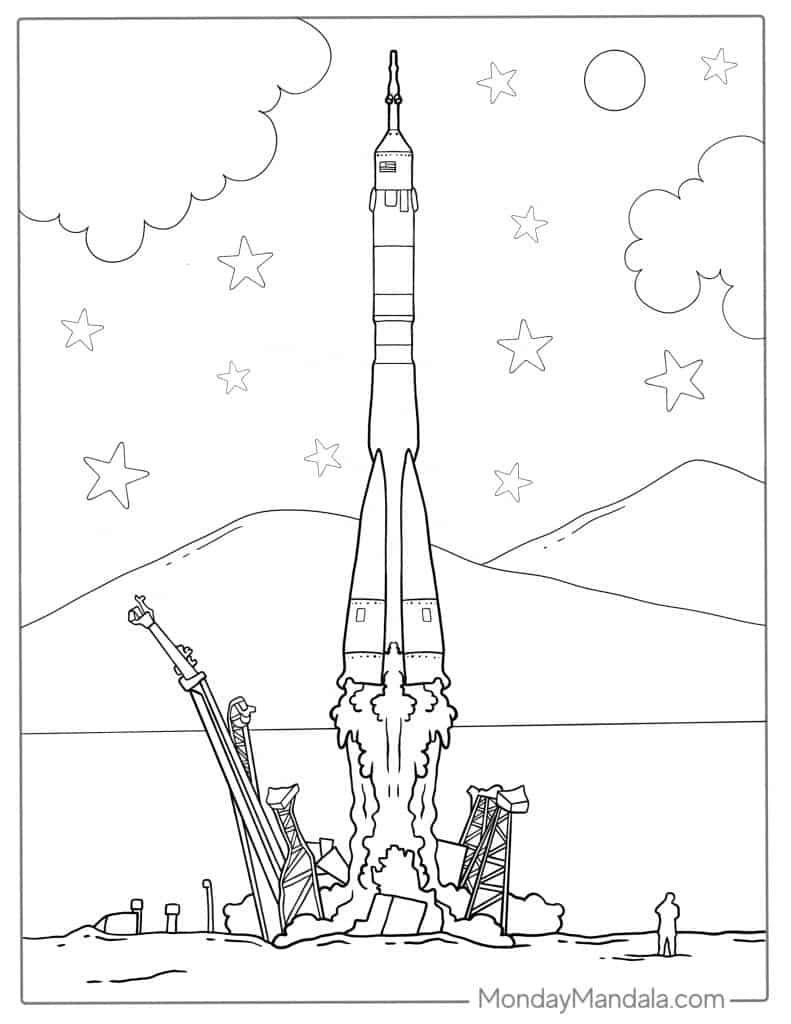 Rocket coloring pages free pdf printables