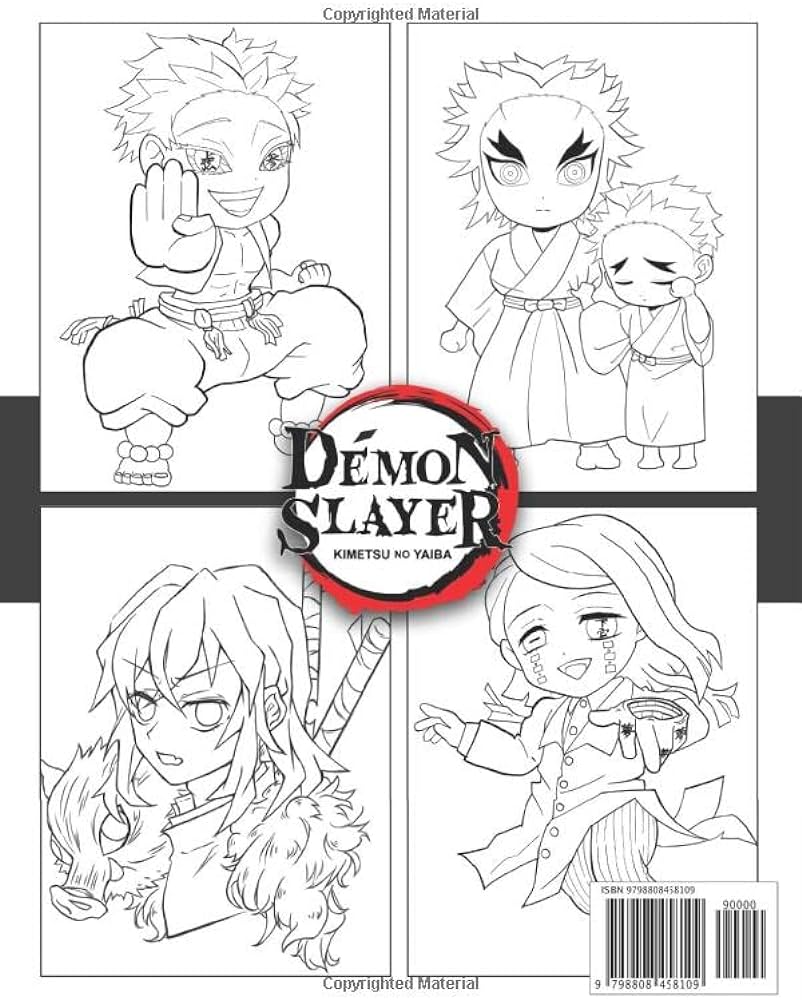 Dãmon slayer coloring book anime coloring book filled with dãmon slayer characters nezuko tanjiro shinobu zenitsu kocho kanao great gifts for kids age