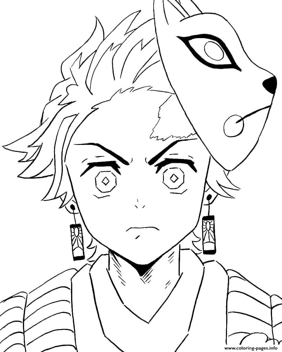 Print tanjiro kamado with mask demon slayer coloring pages demonio de anime dibujos dibujos bonitos