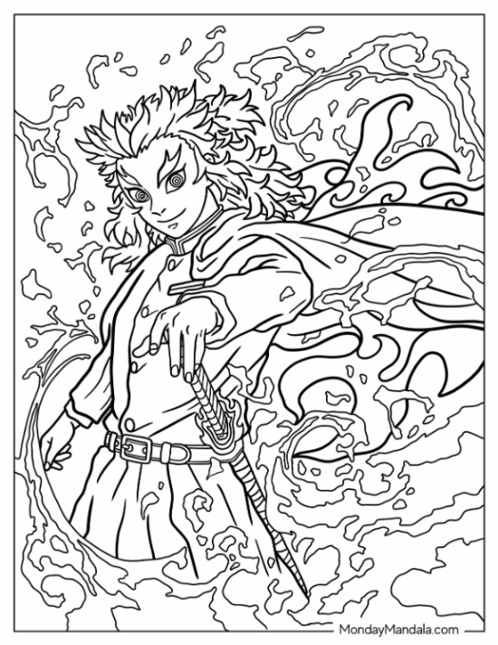 Demon slayer coloring pages free pdf printables