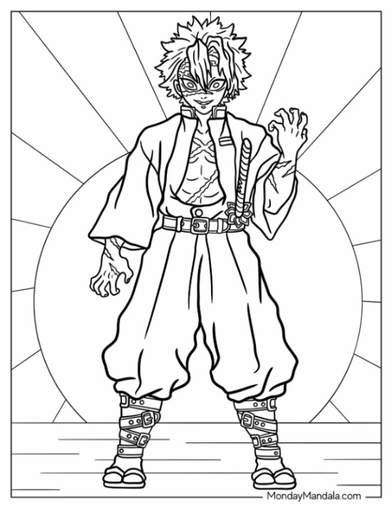 Demon slayer coloring pages free pdf printables