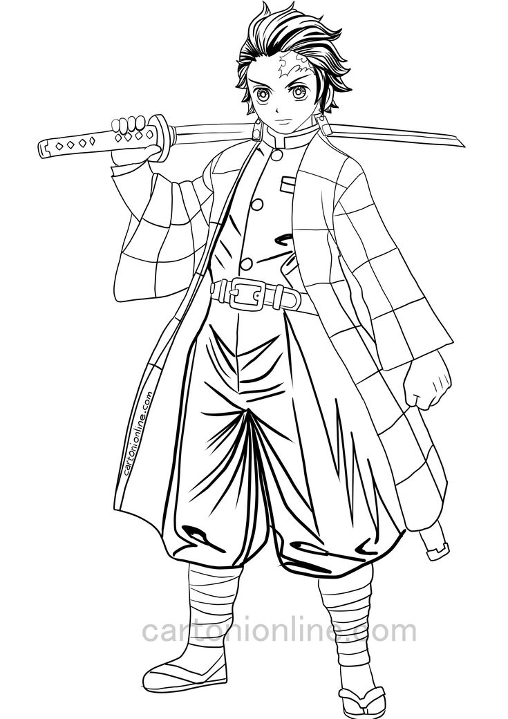 Tanjiro kamado from demon slayer coloring page manga coloring book demon drawings character drawing