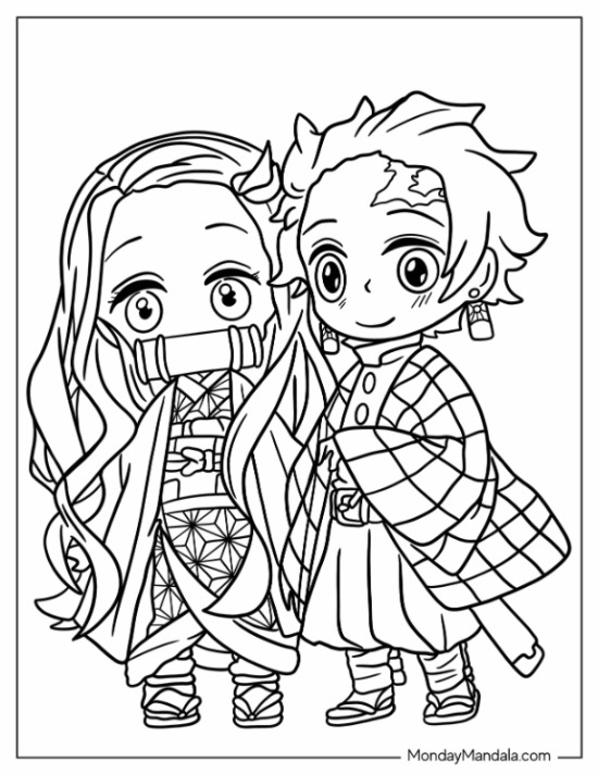 Demon slayer coloring pages free pdf printables