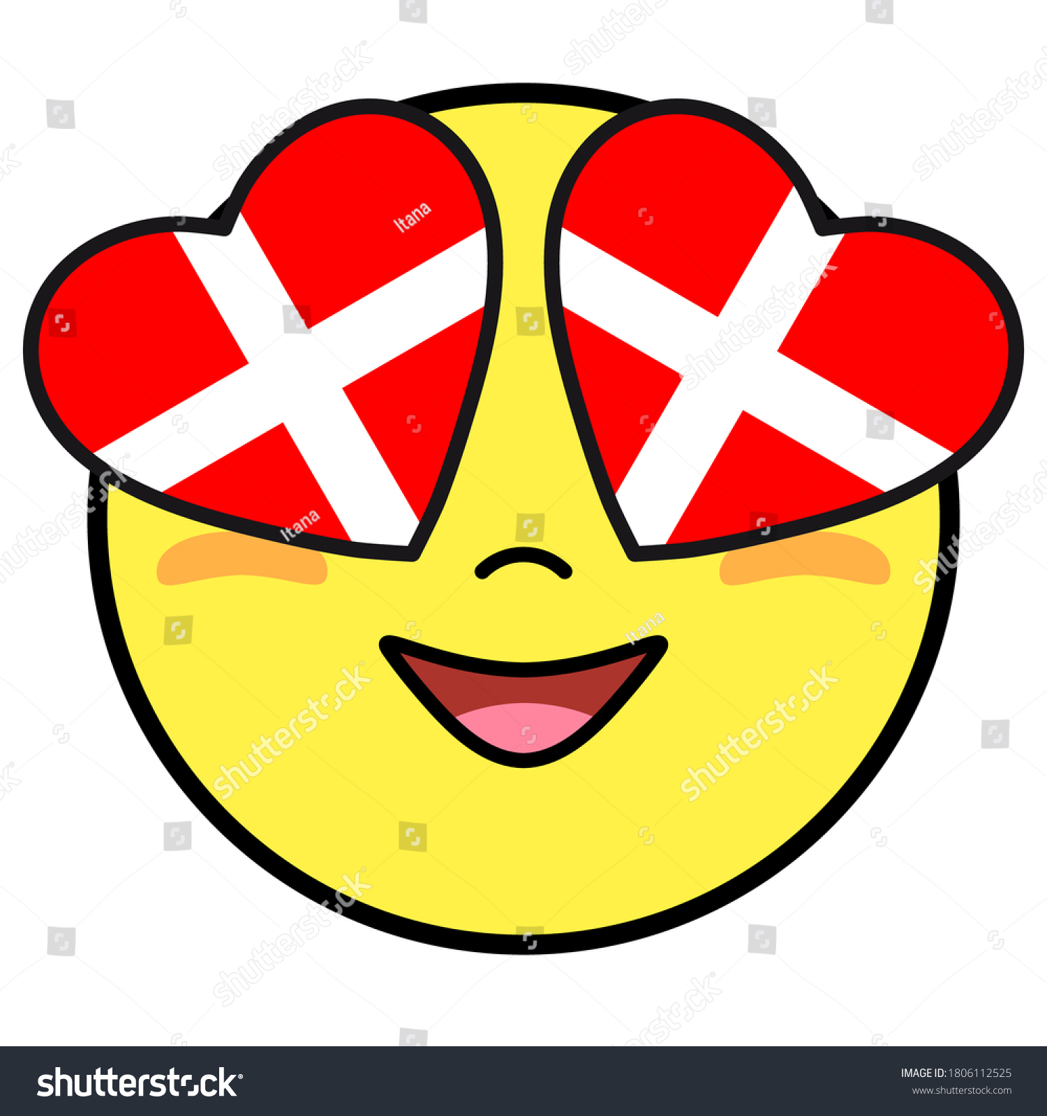 Denmark flag button patriotic smile hearts stock vector royalty free