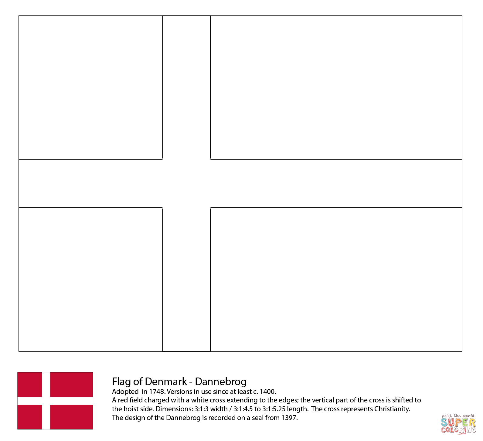 Flag of denmark coloring page free printable coloring pages