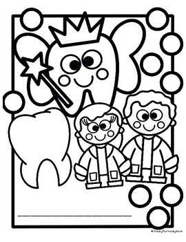 Teeth and dental health coloring dauber pages booklet for kindergarten