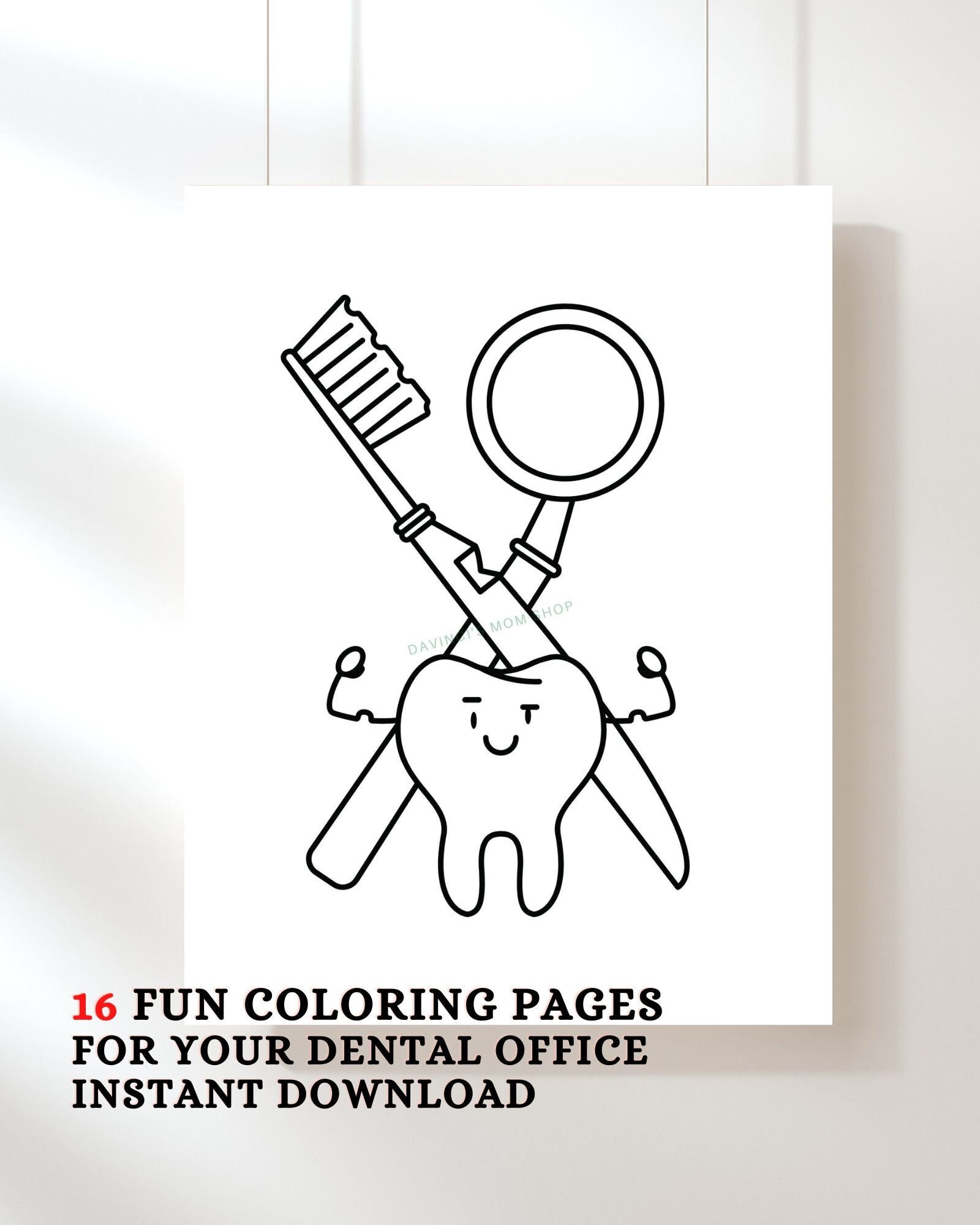 Dentist coloring book for kids coloring pages printable pages instant digital download