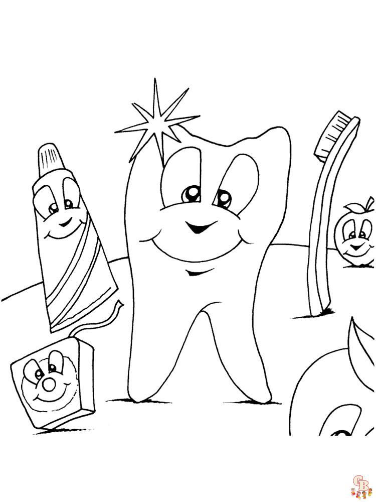 Tooth coloring pages for kids