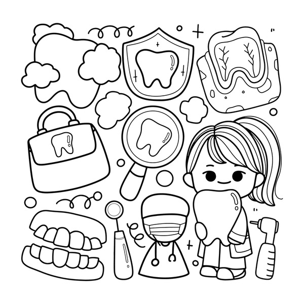 Dental coloring pages royalty