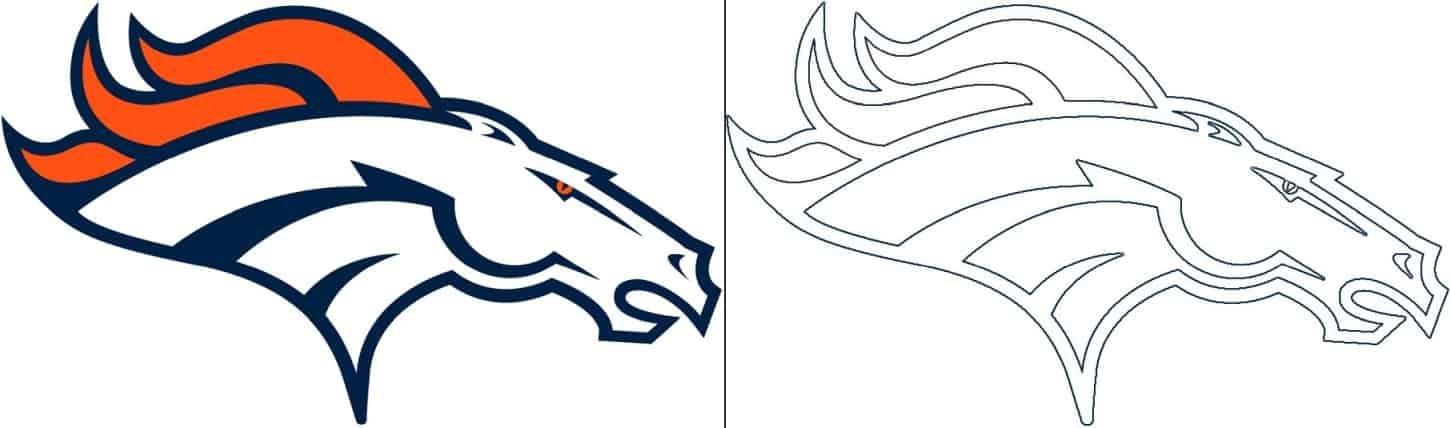 Denver broncos logo with a sample coloring page