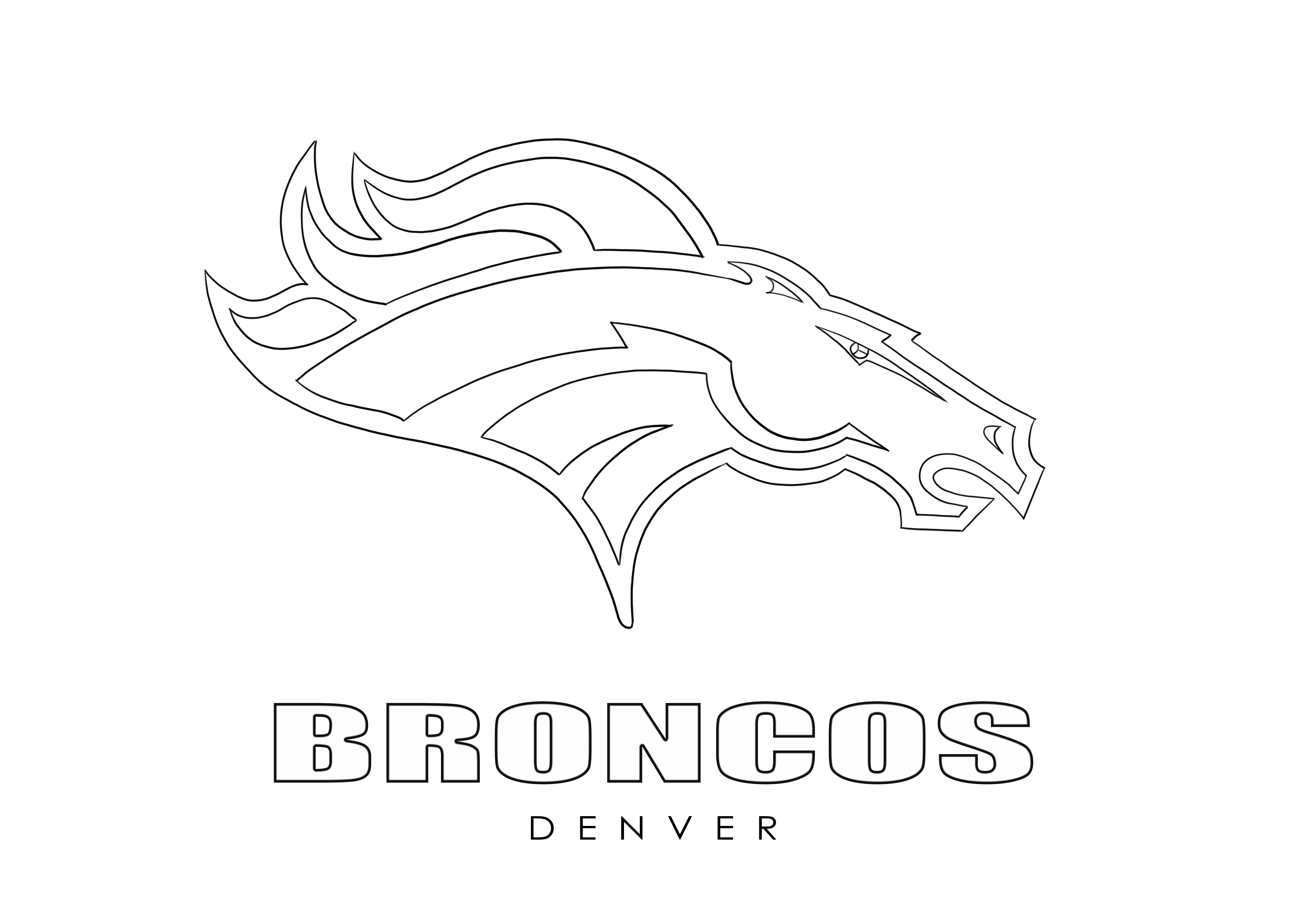 Broncos denver logo image to color and print