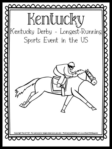 Kentucky derby coloring page free printable â the art kit