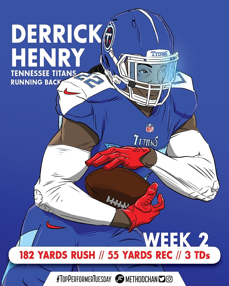 Jonathan chan on x the week topperformertuesday goes to derrick henry and the gaudy numbers he put up sorry if you had to face him this past week honorable mention to