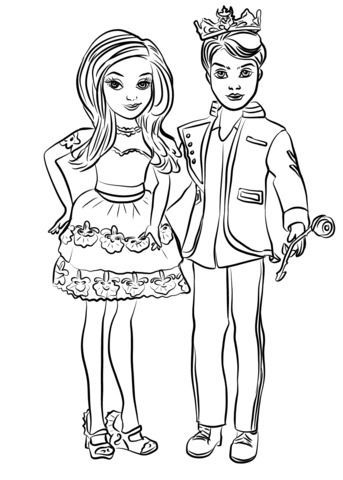 Descendants ben and mal coloring page free printable coloring pages