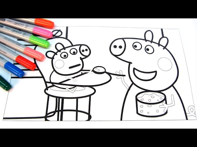 Peppa pig baby fun art activities coloring book pages with colored markers