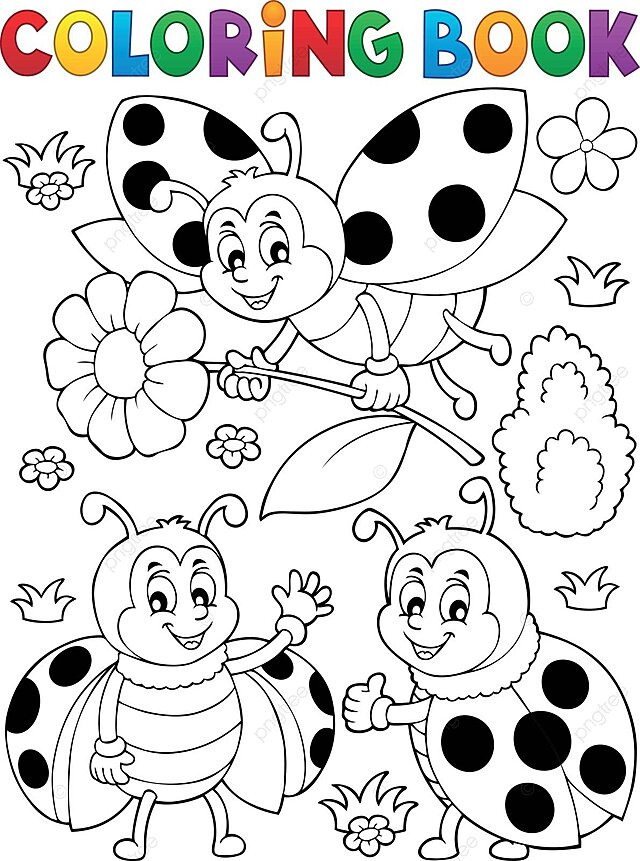 Desenho de livro colorir joaninha tema coloraãão segurando ponto vetor png desenho de livro desenho de bug desenho de anel imagem png e vetor para download gratuito