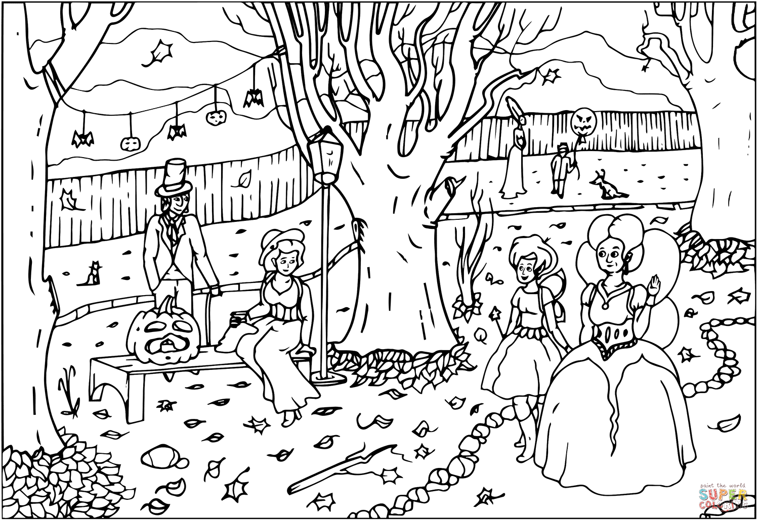 Desenho de baile de halloween fadas para colorir desenhos para colorir e imprimir gratis