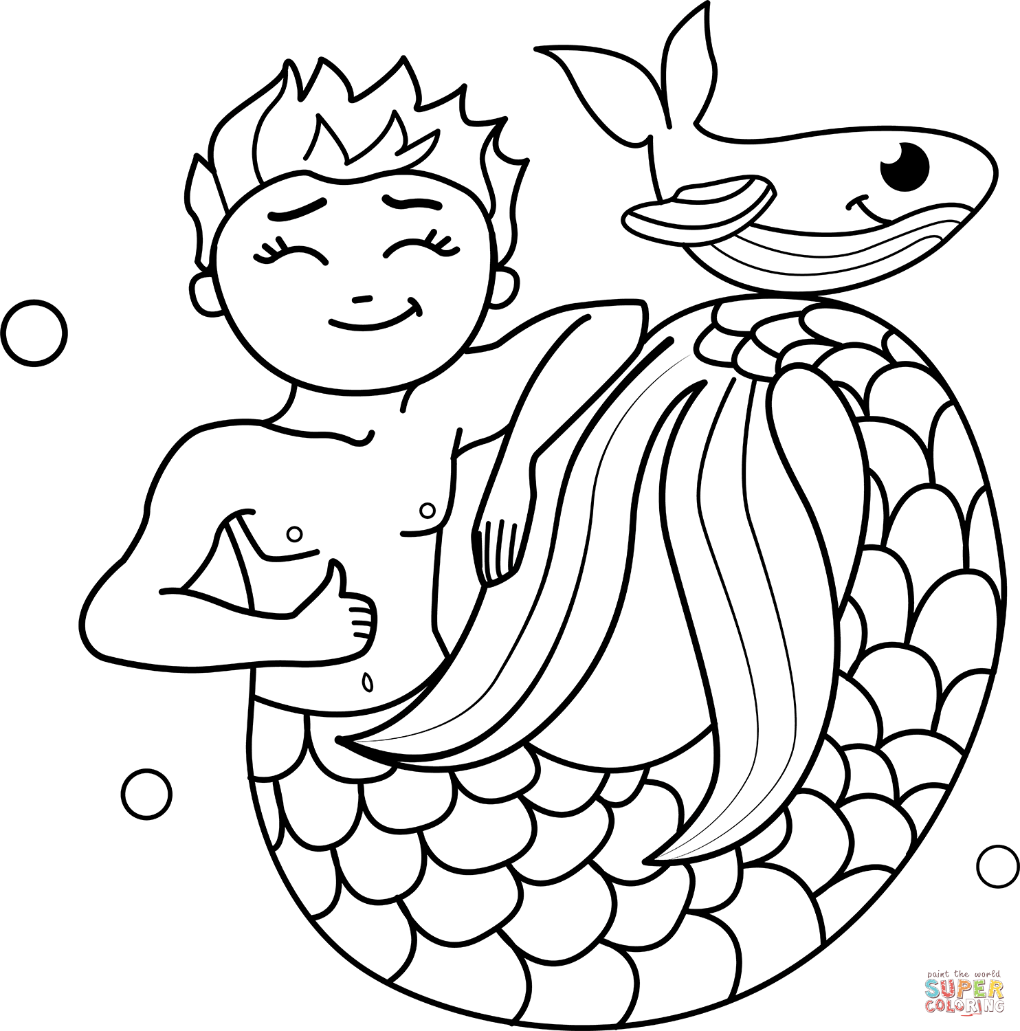 Desenho de menino sereia para colorir desenhos para colorir e imprimir gratis