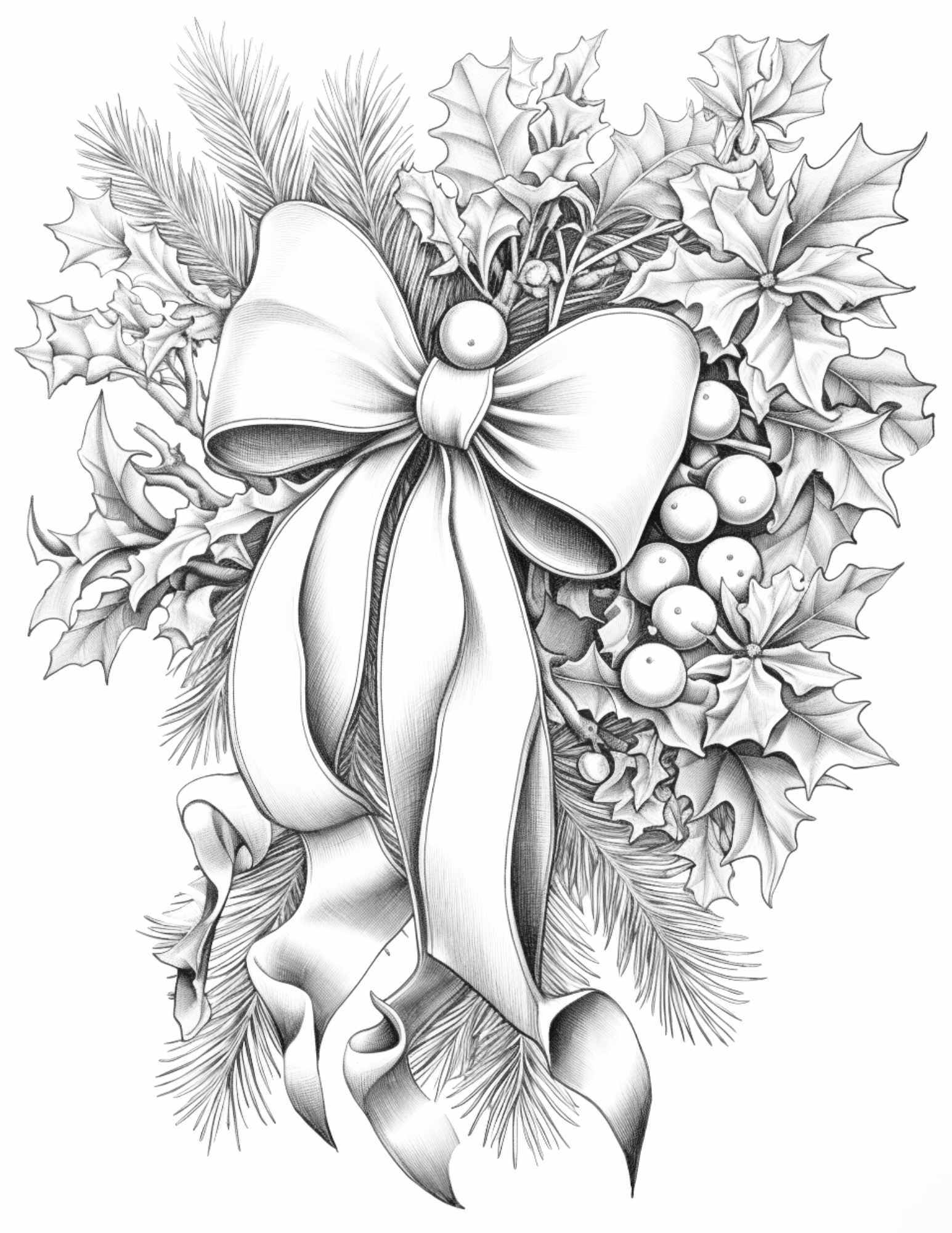 Free christmas decorations grayscale coloring pages for adults printa â coloring