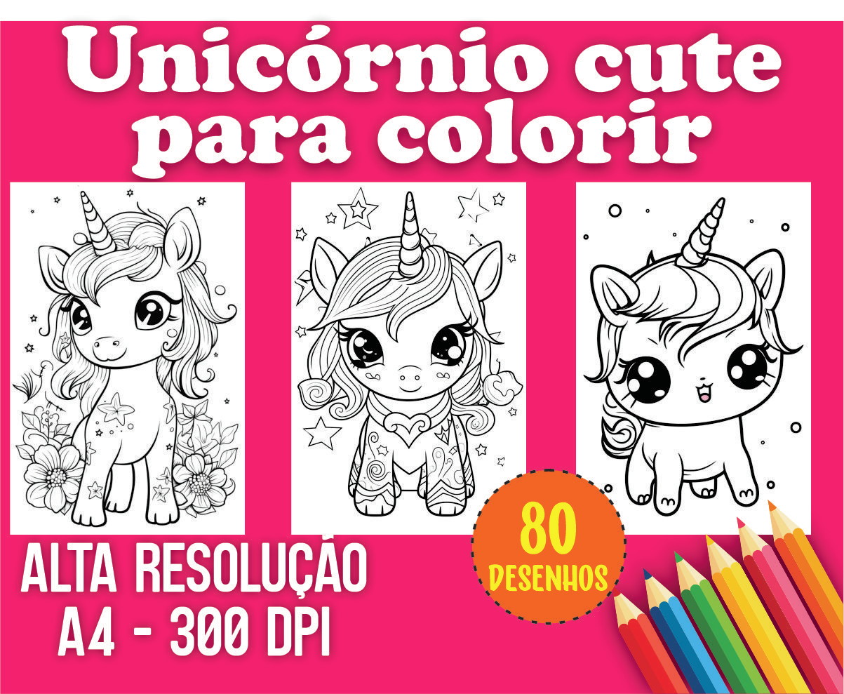 Desenhos de unicãrnio cute para colorir