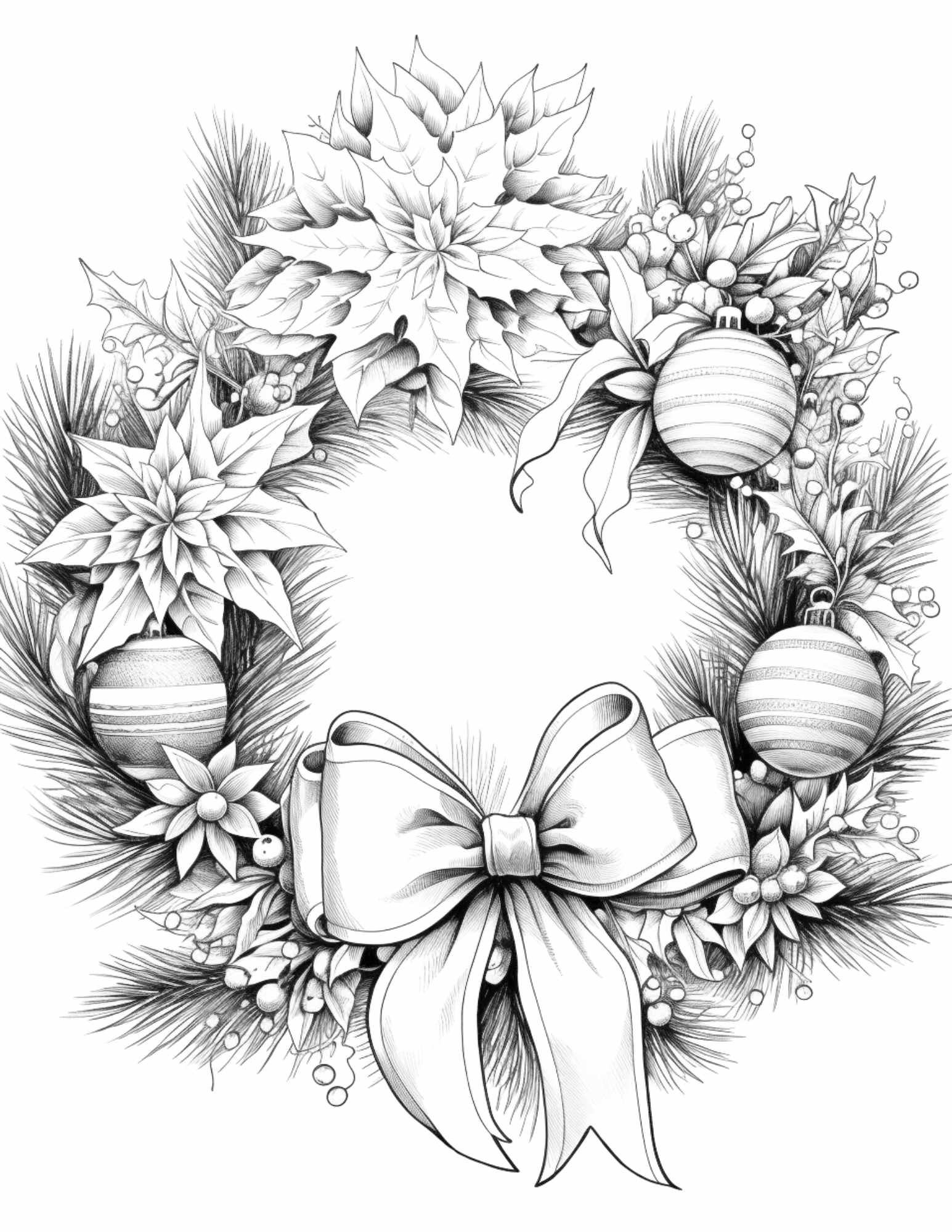 Free christmas decorations grayscale coloring pages for adults printa â coloring