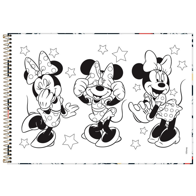 Caderno espiral capa dura cartografia folhas minnie