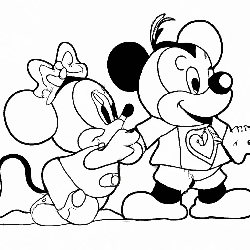 Disney mickey e minnie apaixonados para imprimir e colorir