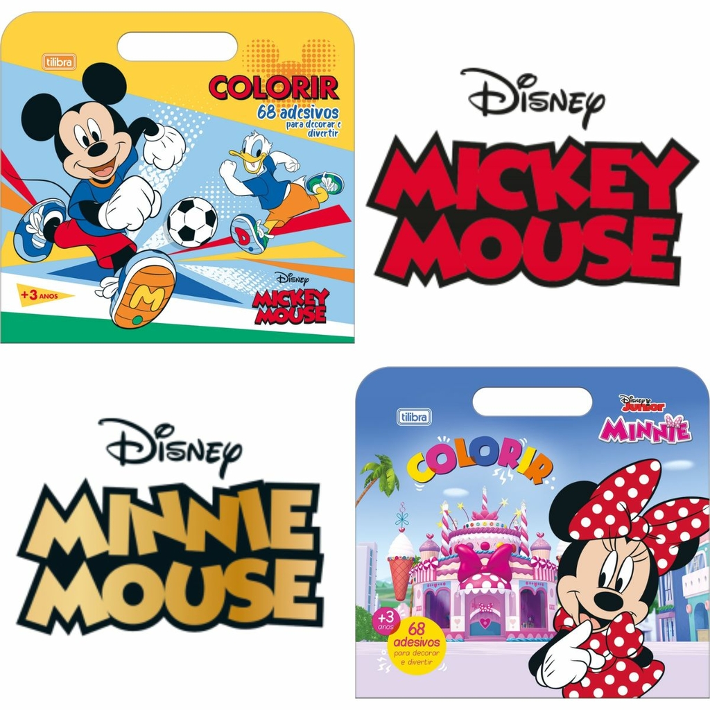 Maleta para colorir tilia mickey mouse ou minnie mouse folhas adesivos unitãrio