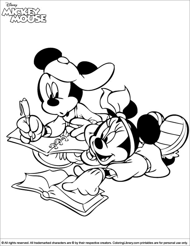 Mickey mouse coloring page mini and mickey studying minnie desenho desenhos para colorir pãginas para colorir para adultos